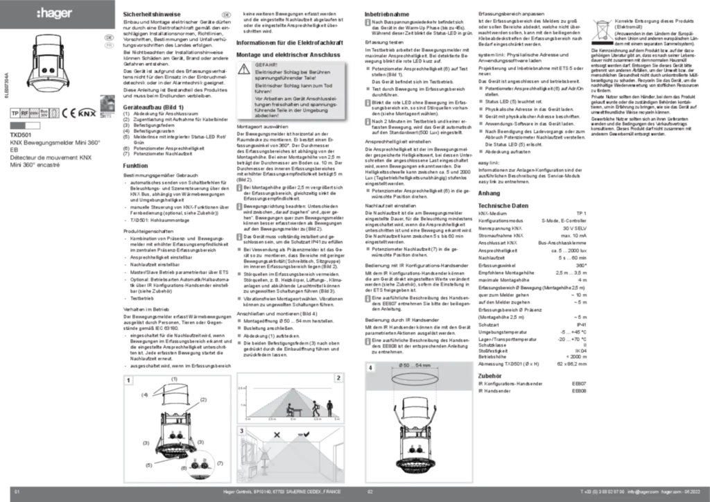Image TXD501__KNX-MOTION-DETECTOR-MINI__FR-DE__2022-06__MANUAL | Hager France