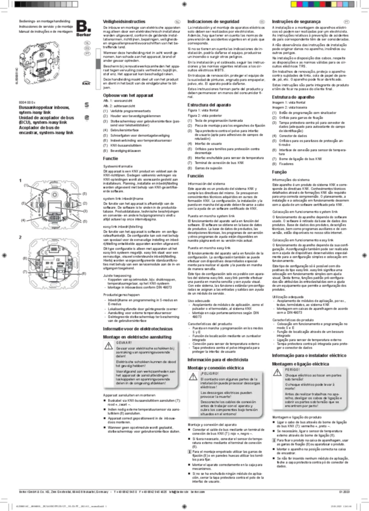 Imagem Manual de instruções es-ES, nl-NL, pt-PT 2023-02-20 | Hager Portugal