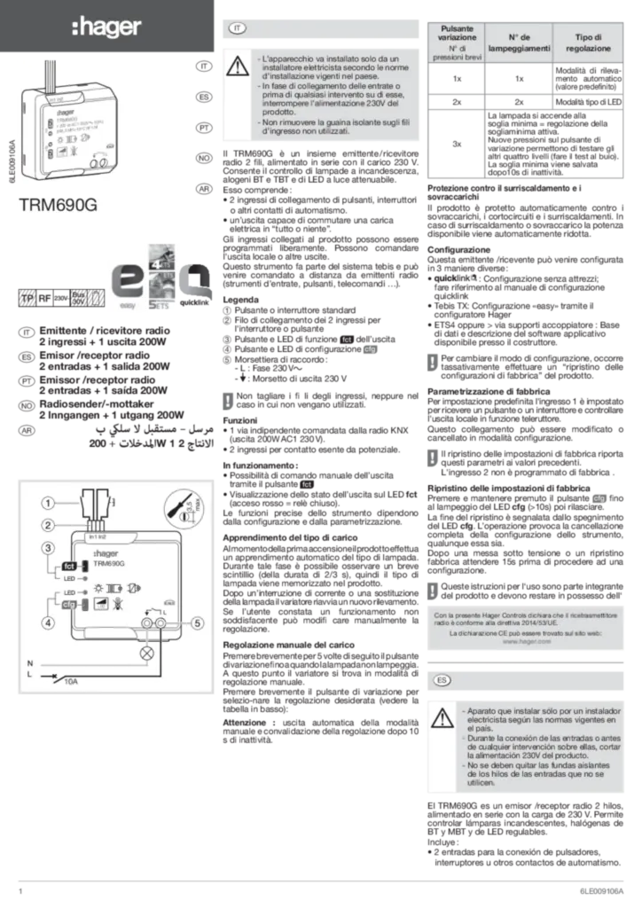 Bild Montageanleitung es-ES, it-IT, nn-NO, pt-PT 2022-10-06 | Hager Schweiz