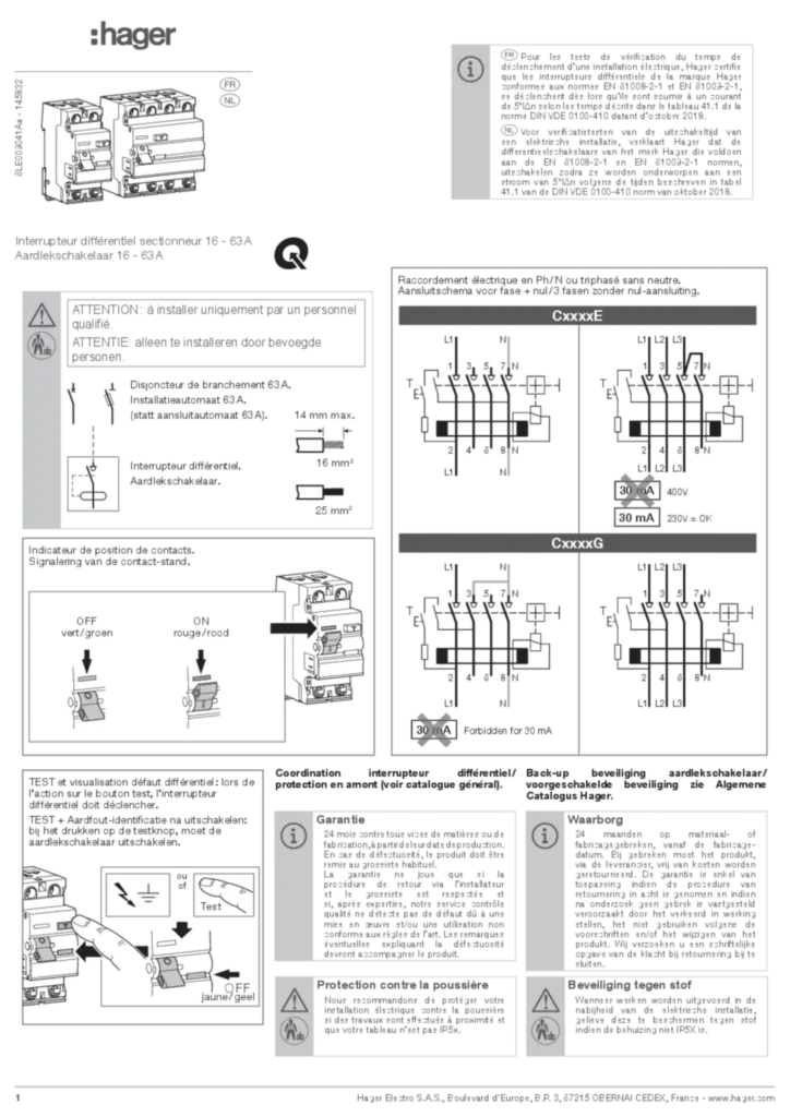 Afbeelding Installatiehandleiding fr-FR, nl-NL 2023-01-13 | Hager Nederland