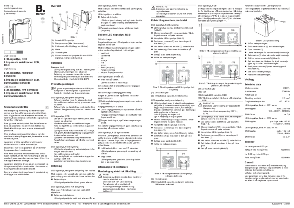 Imagen Manual for 2951xx-2952xx-2953xx - LED signal light (NO-ES, 2020-12) | Hager España