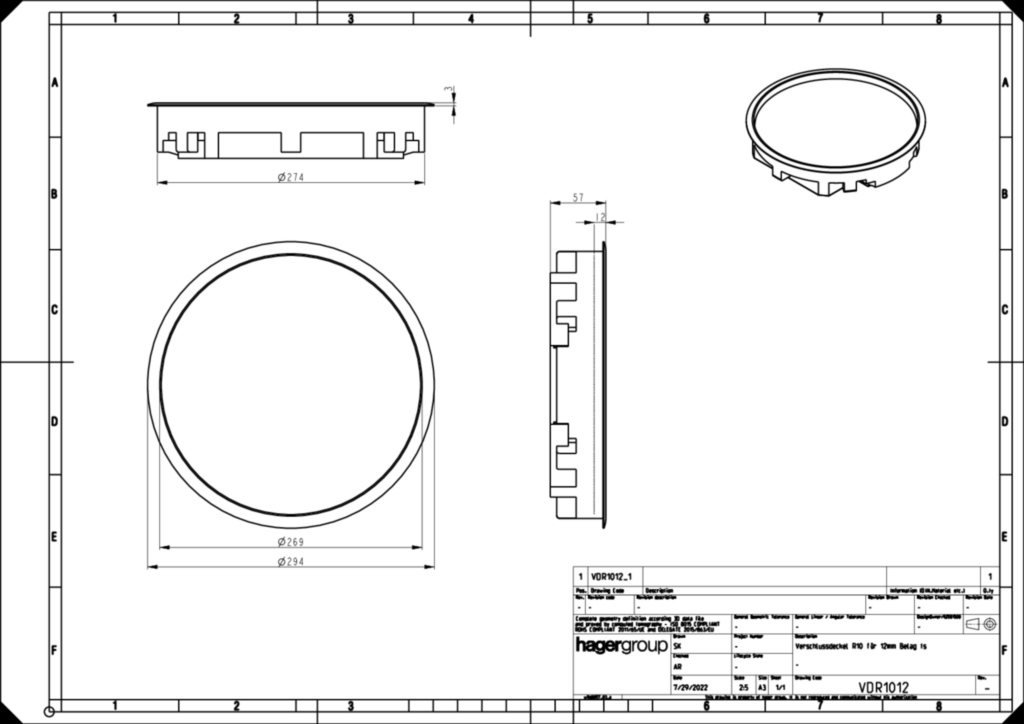 Bild Technical Drawing of VDR1012 | Hager Deutschland