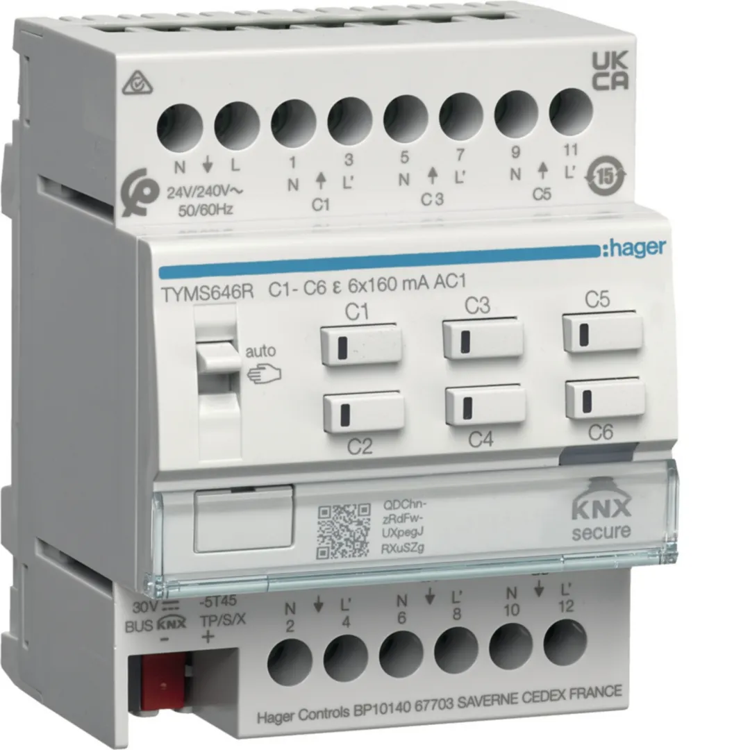 TYMS646R - ModuloKNX Secure 6 OUT 24/230V 4M + 12 termoregolatori