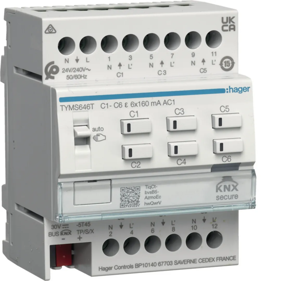 TYMS646T - ModuloKNX Secure 6 OUT triac 24/230V 4M