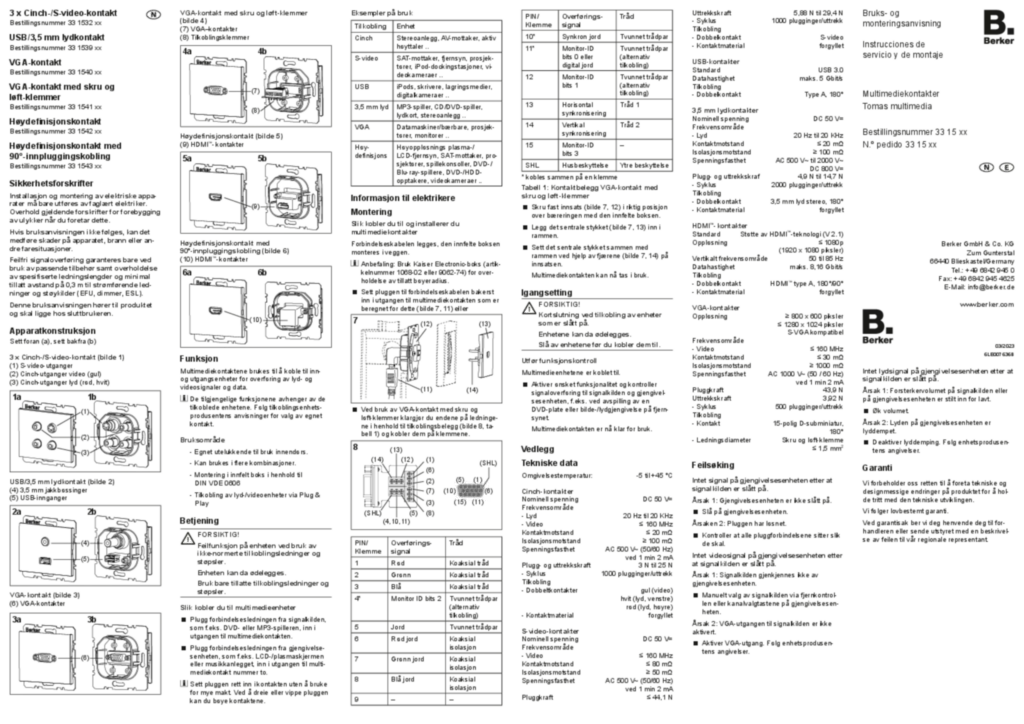 Imagen Manual for 33153xx-33154xx - Multimedia sockets (NO-ES, 2023-03) | Hager España