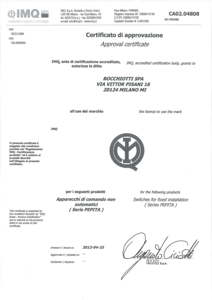 Immagine Certificato di prodotto International 2024-03-19 | Hager Italia