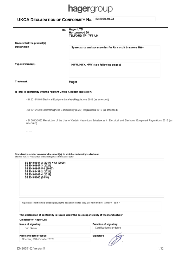 Image Déclaration de conformité en-GB 2023-10-06 | Hager France