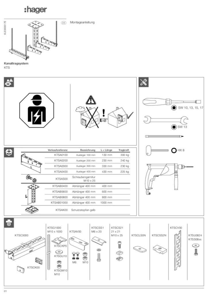 Bild Montageanleitung de-DE, de-CH, de-AT 2001-09-23 | Hager Schweiz