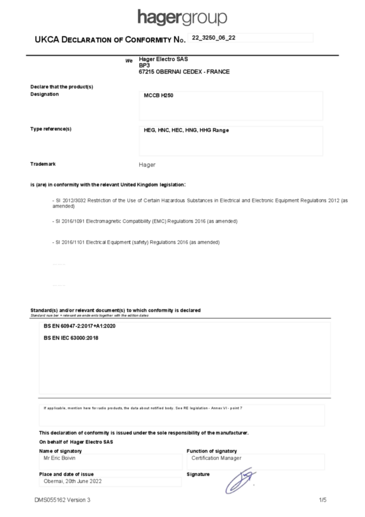 Imagen Declaración de conformidad en-GB 2022-06-20 | Hager España