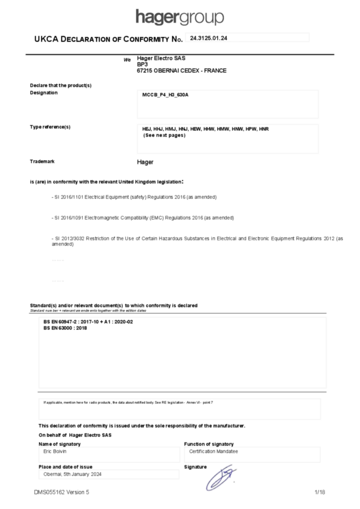 Bild Konformitätserklärung en-GB 2024-01-08 | Hager Deutschland