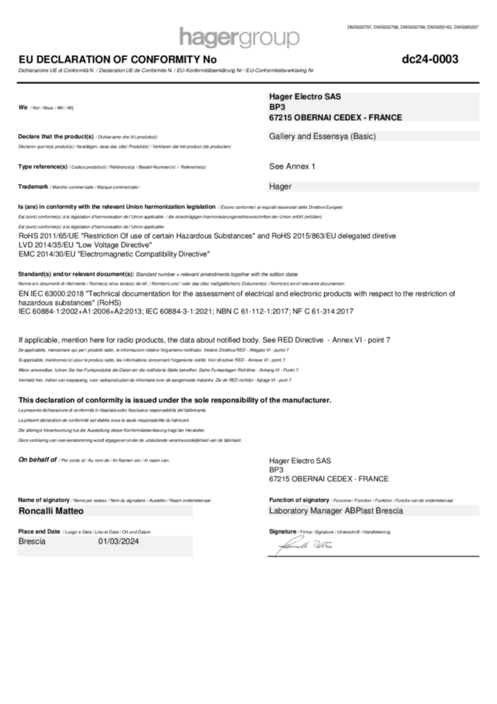Image Déclaration de conformité en-GB 2024-03-01 | Hager France