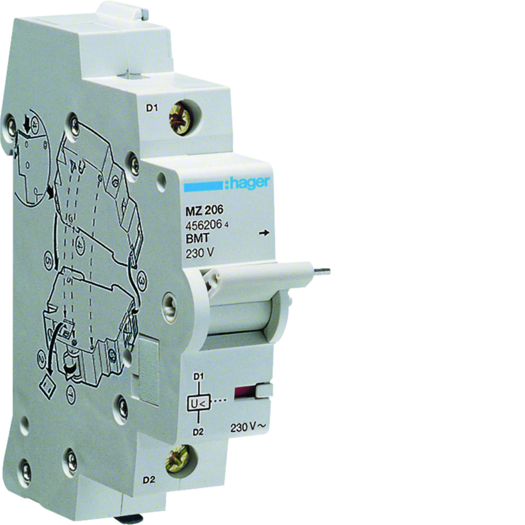 Feszültségcsökkenési kioldó motorvédő kapcsolóhoz 230V50Hz 230V60Hz MZ Hager