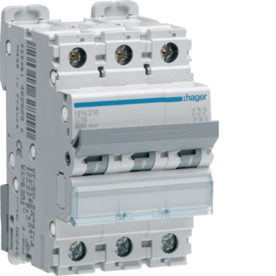 NFN316 - Disjoncteur 16A 3P 6-10kA Courbe C 3modules
