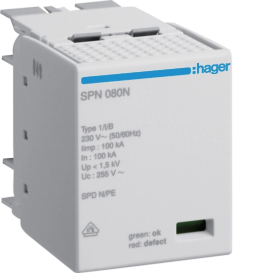 SPN080N - Steckmodul 1 polig 25kA Typ1 für Kombiableiter SPN802 und SPN802R Neutralleiter