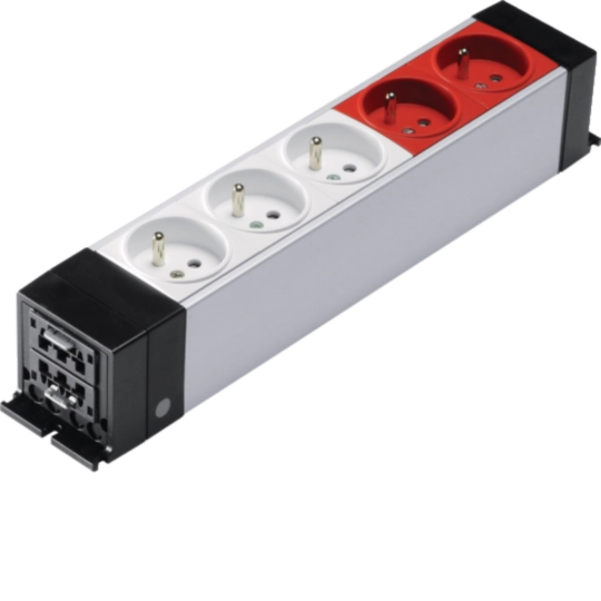 NRF0023D00 - Stopcontactblok 3 x 230V 2P+A en 2 x 230V 2P+A m. polarisatie, met snelbev.