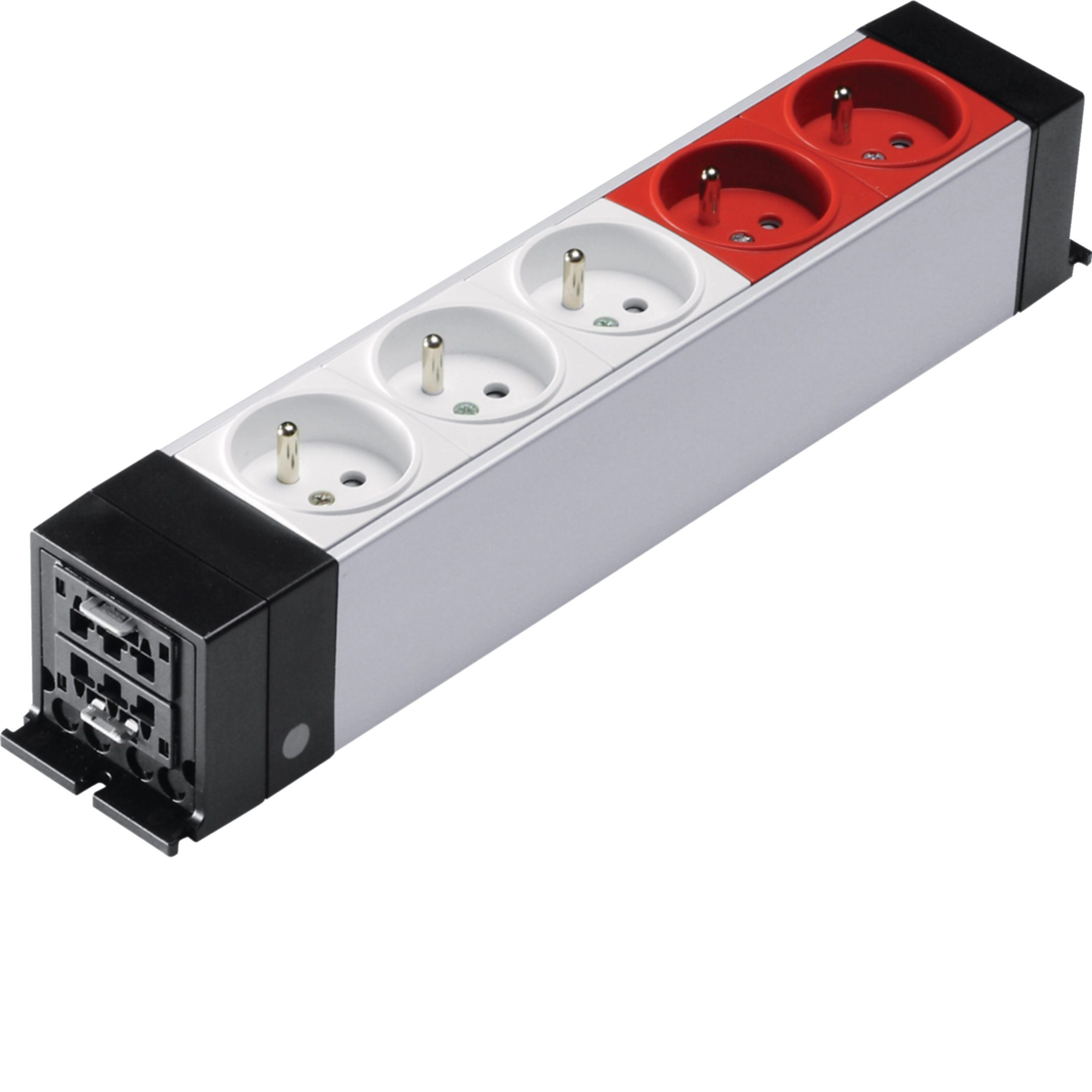 NRF0023D00 - Stopcontactblok 3 x 230V 2P+A en 2 x 230V 2P+A  m. polarisatie, met snelbev.