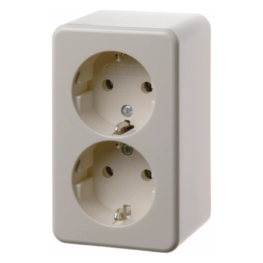 472140 - Doppelsteckdose SCHUKO Aufputz weiß, glänzend