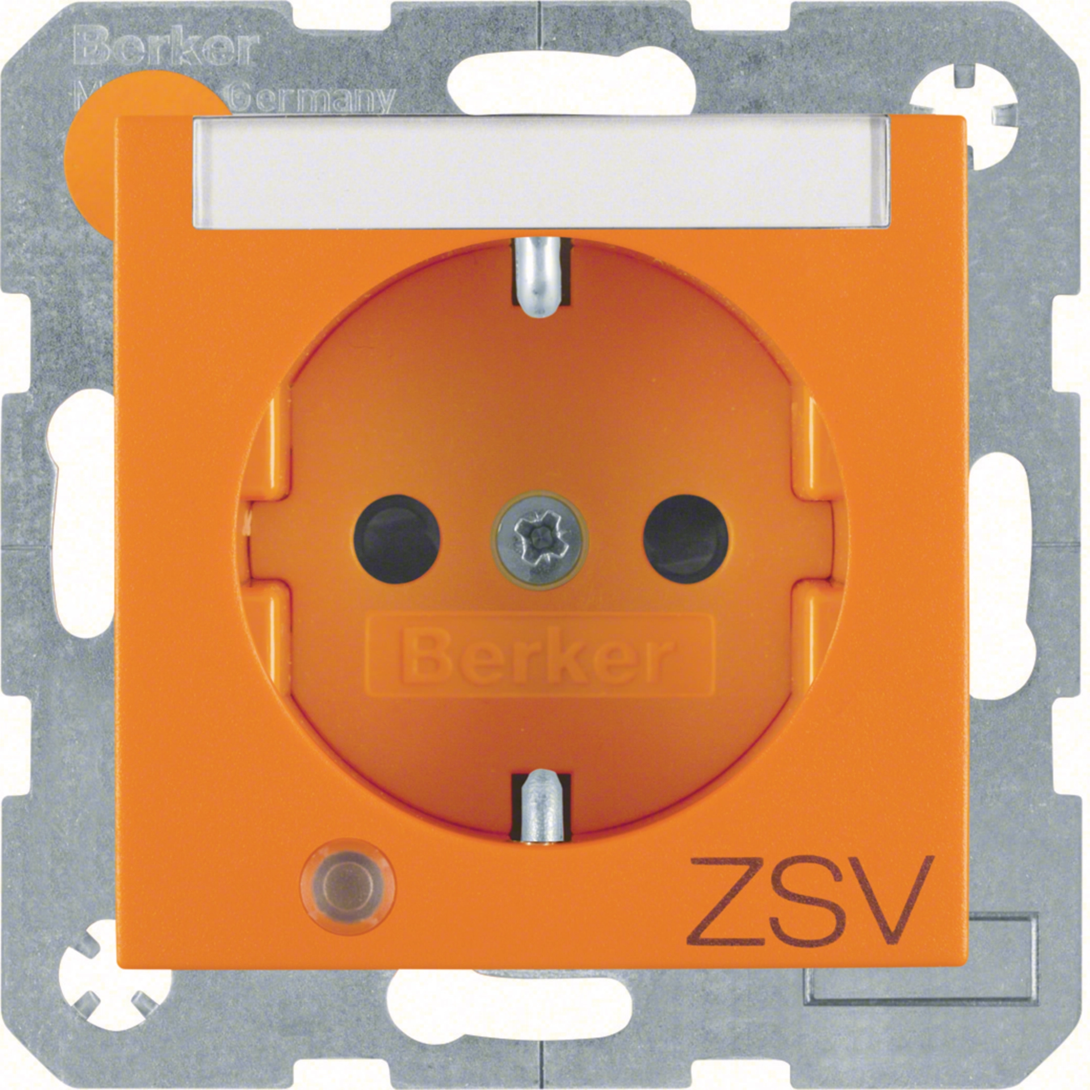 41101914 - Zásuvka SCHUKO se sig. LED a potiskem &quot;ZSV&quot;, S.1/B.x, oranžová mat