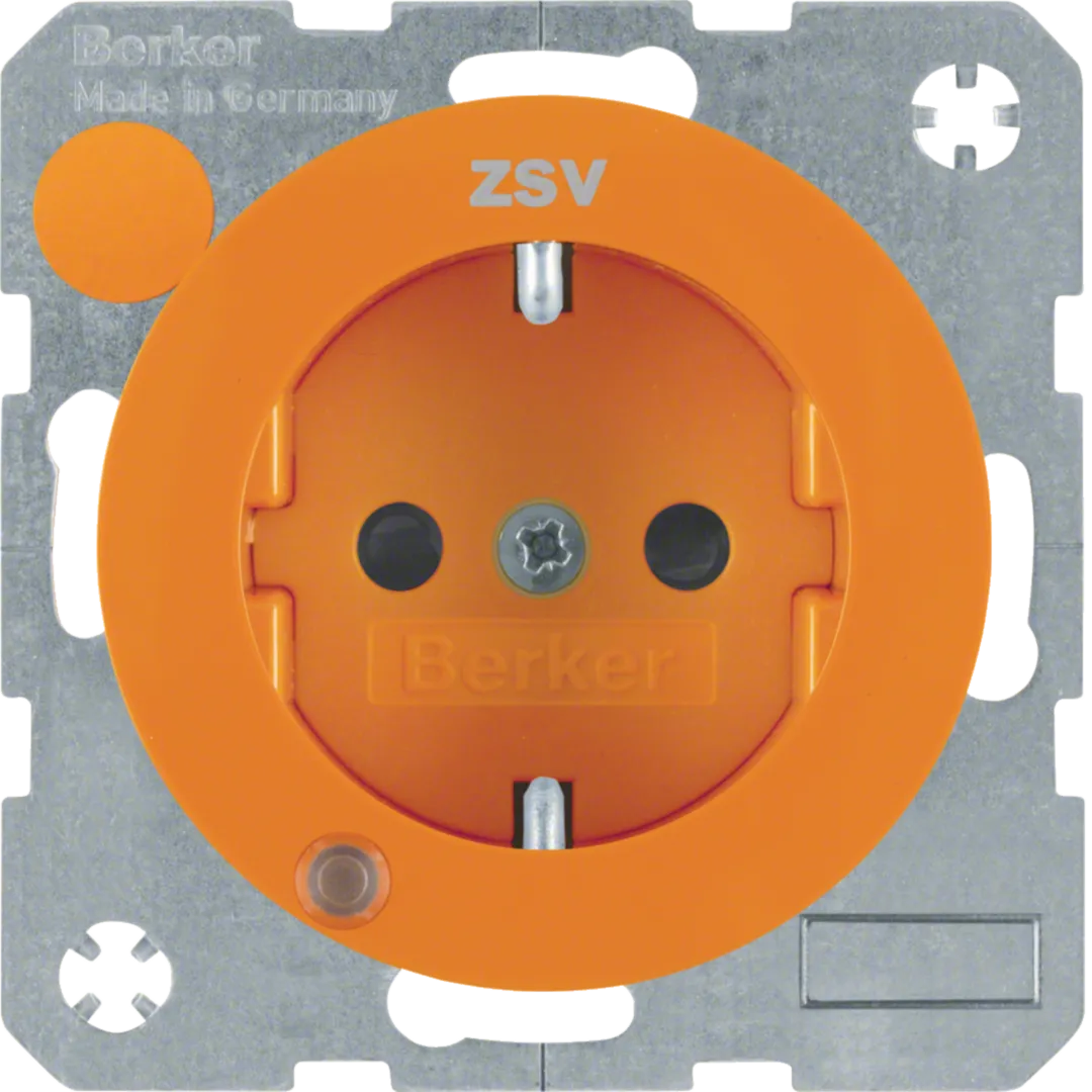 41102007 - Steckdose SCHUKO mit Kontroll-LED u. erhöh. Berührungsschutz R.1/R.3 orange, gl.
