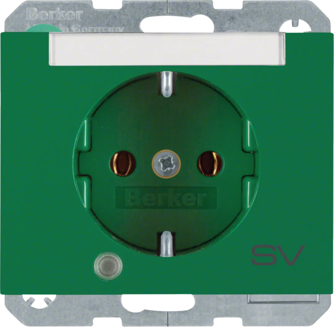 41107113 - Steckdose SCHUKO mit Kontroll-LED, BSF u. erh.BS K.1 grün, glänzend