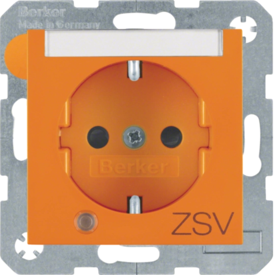 41108914 - Steckdose SCHUKO mit Kontroll-LED, BSF u. erh.BS S.1/B.3/B.7 orange, glänzend
