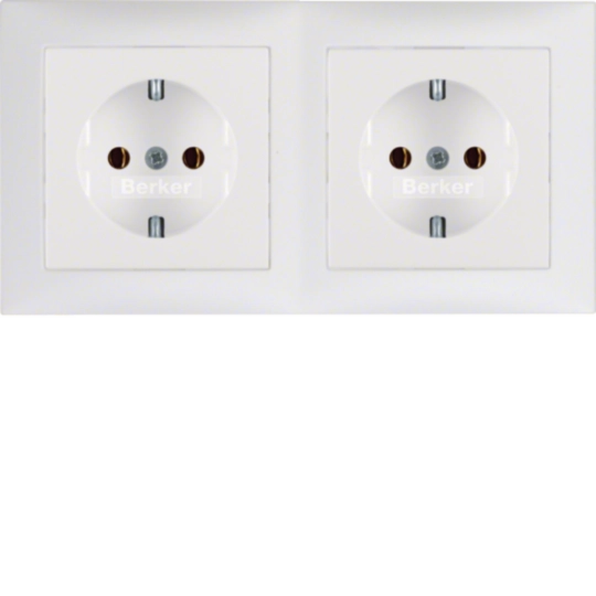 47209909 - Kombinace dvou zásuvek SCHUKO s rámečkem, vodorovná, S.1/B.x, bílá mat