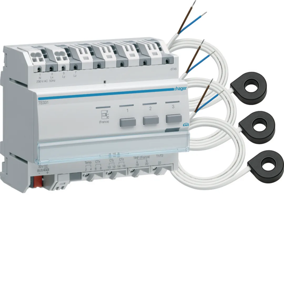TE332 - KNX Energieverbruiksmeter 3 kanalen met drie stroomtrafo&#039;s EK028