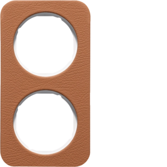 10122369 - Frame 2gang, R.1, brown/p. white glossy, embossed leather