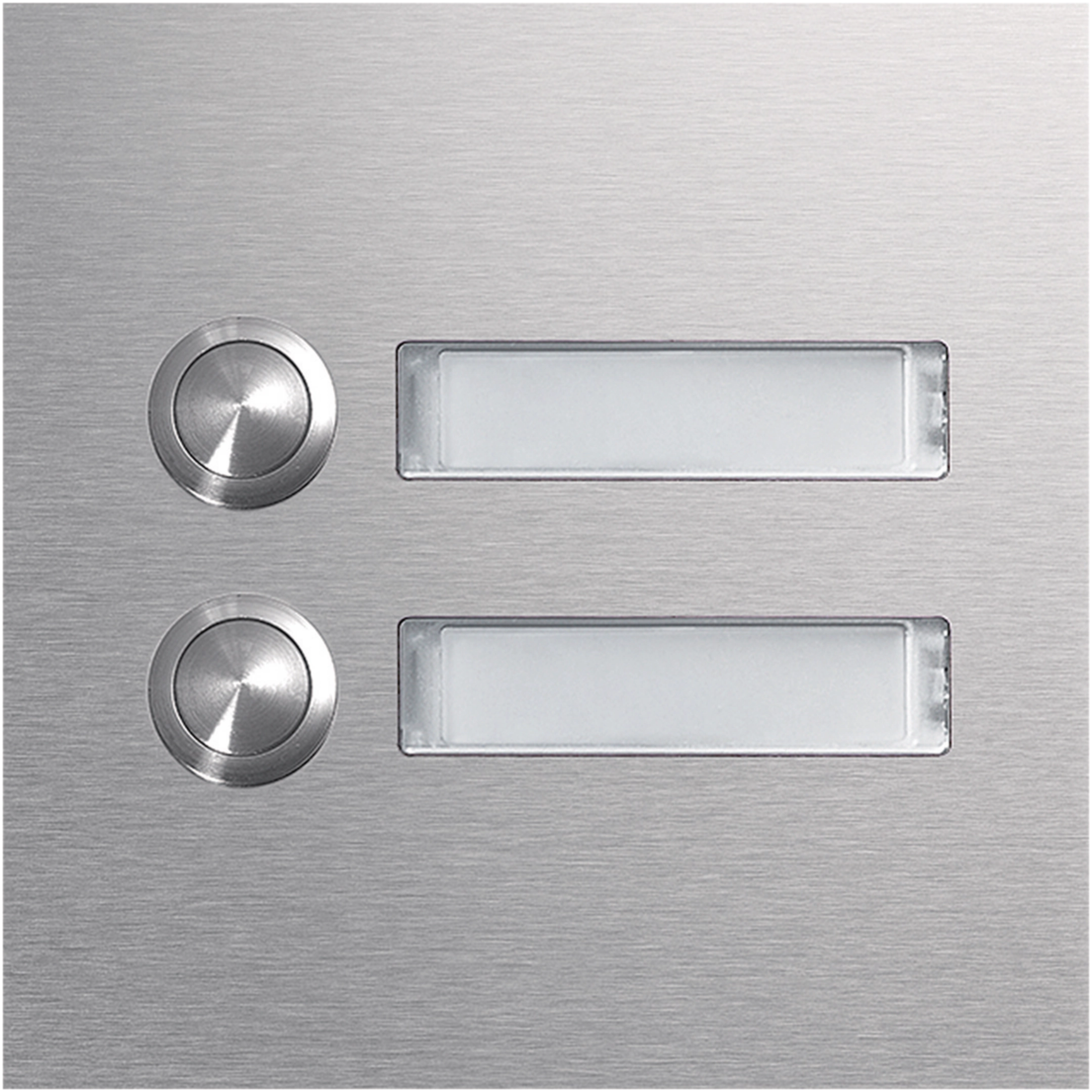 Rund-Taster Modul 2 WE mit LED-Namensschild EB Edelstahl matt modular