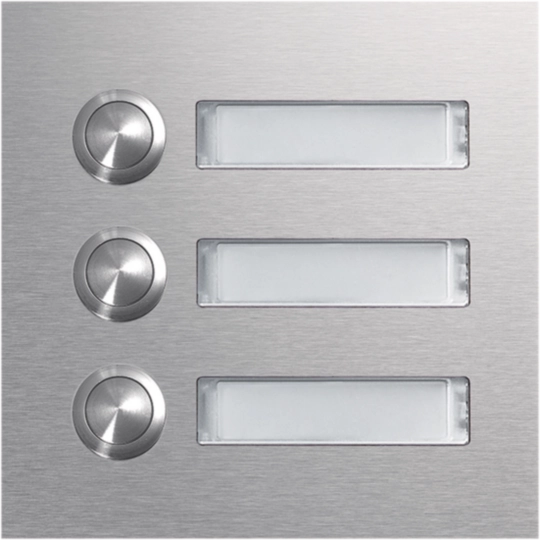 Rund-Taster Modul 3 WE mit LED-Namensschild EB Edelstahl matt modular