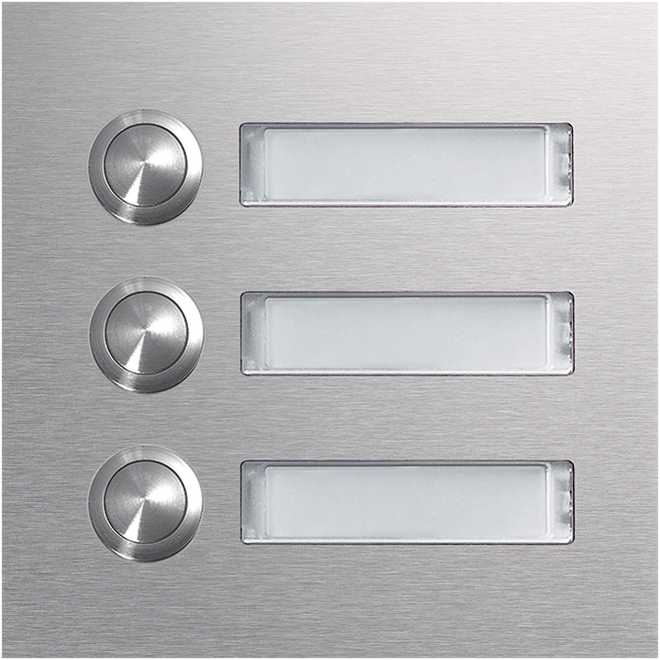 Rund-Taster Modul 3 WE mit LED-Namensschild EB Edelstahl matt modular