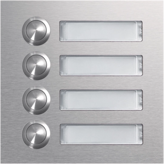 Rund-Taster Modul 4 WE mit LED-Namensschild EB Edelstahl matt modular