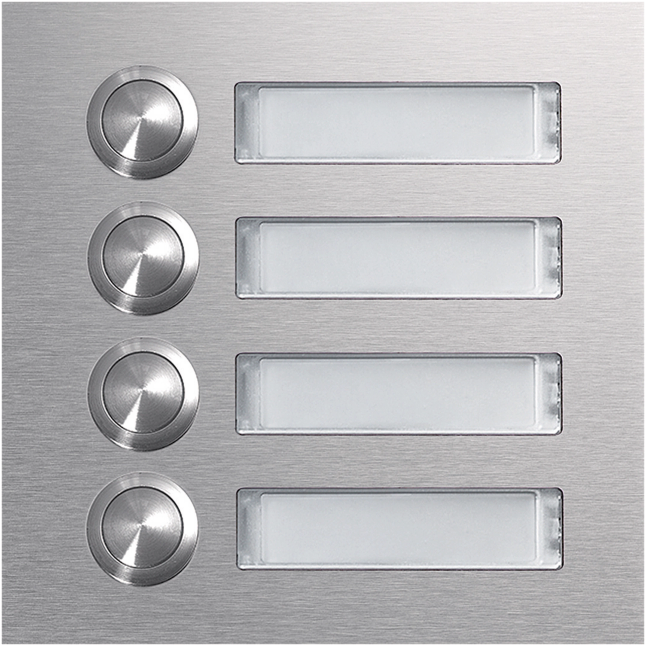 Rund-Taster Modul 4 WE mit LED-Namensschild EB Edelstahl matt modular