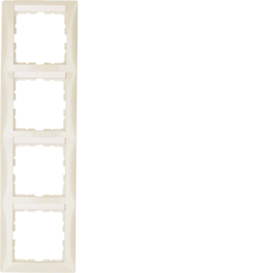 10148912 - Rámeček 4-násobný s popisovým polem, svislý, Berker S.1, krémová, lesk