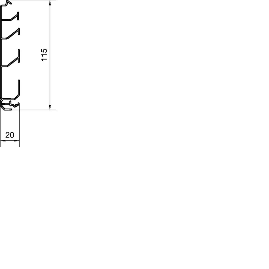 SL201151 - Sockelleistenkanal-Unterteil 4 Kammern aus PVC zu SL 20x115mm