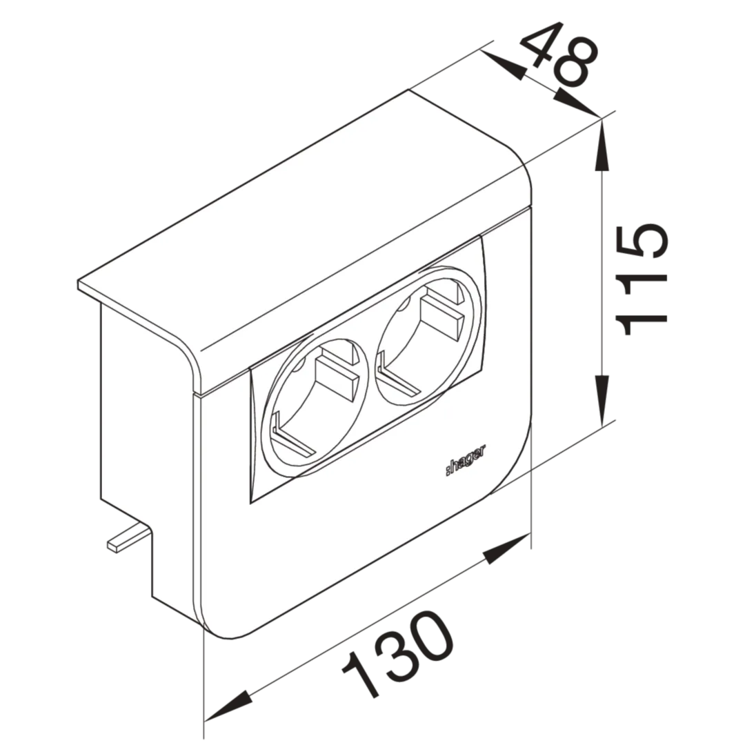 SL200559259016 - Geräteträger Steckdose+LED zu Sockelleistenkanal SL 20x55mm verkehrsweiß