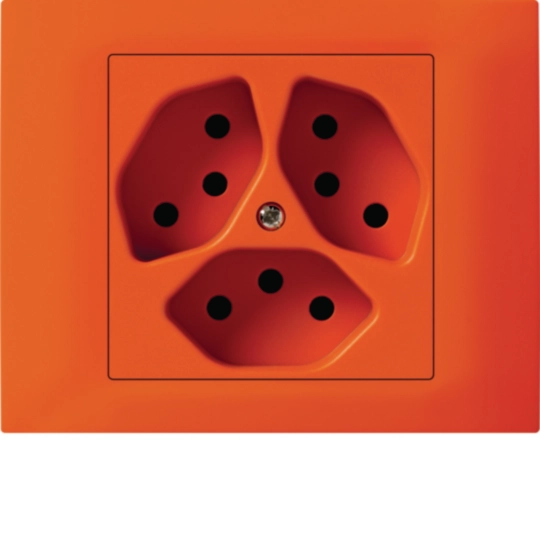 WH22640006T - EB-Steckdose kallysto 3×T13 Bauart T mit EB-Dose G3 Abdeckrahmen steckbar orange