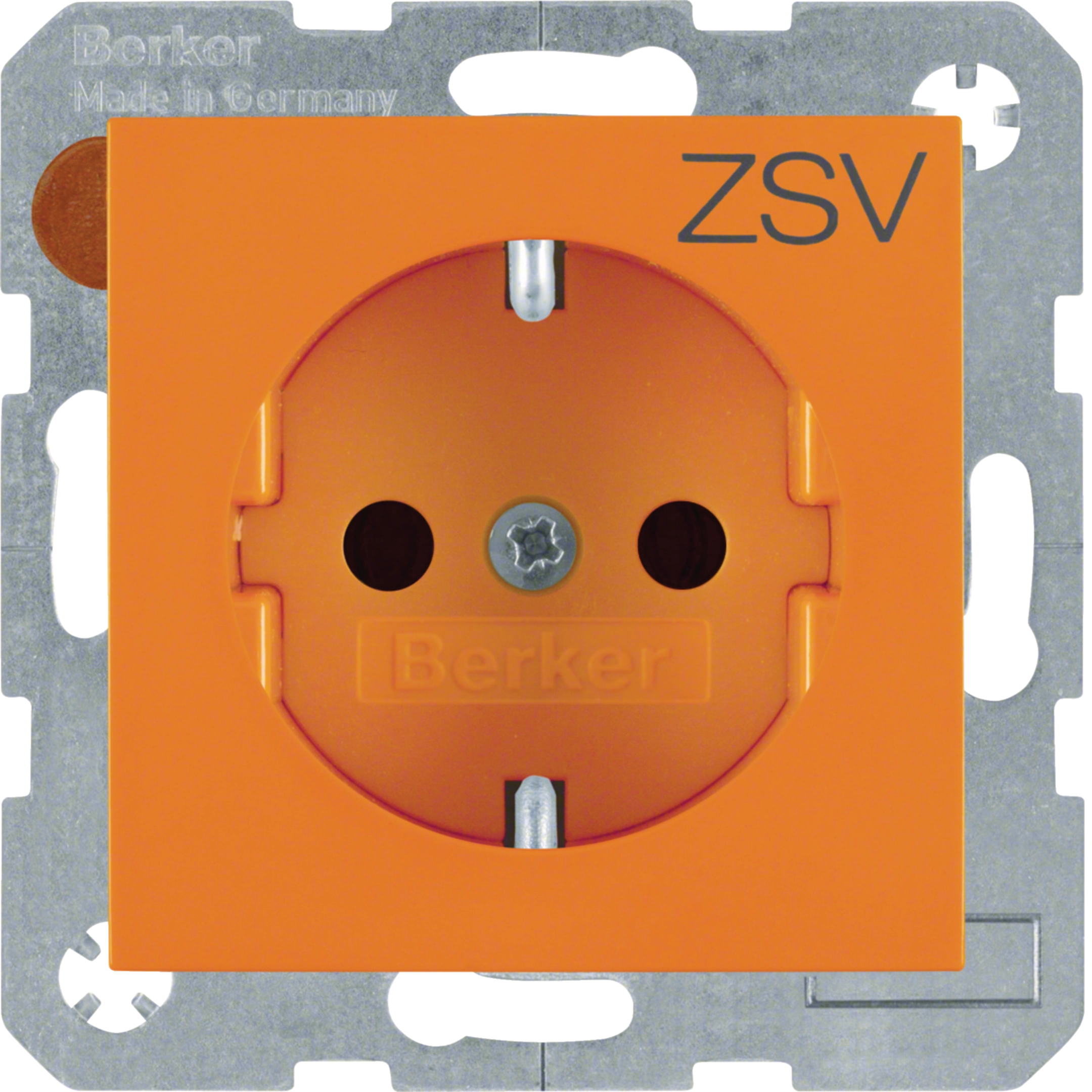 Steckdose SCHUKO mit Aufdruck "ZSV", erh. Berührungsschutz, S.x/B.x, orange gl.