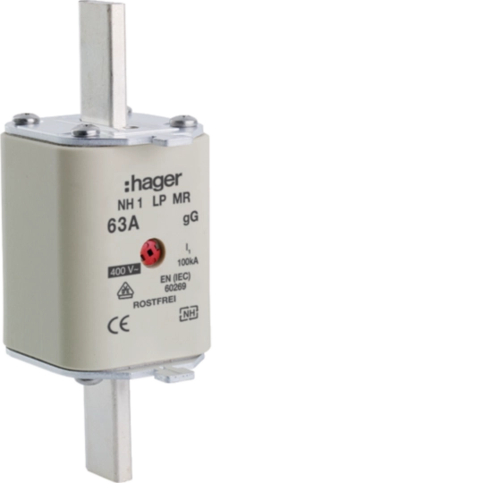 NH1LP63MR - Fusible HPC Hager DIN1 400VAC 63A gG/gL avertisseur central inoxydable