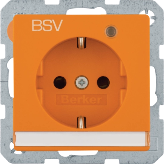 Steckdose SCHUKO, Aufdruck BSV, Beschriftungsfeld, beleuchtet, Q.x orange samt