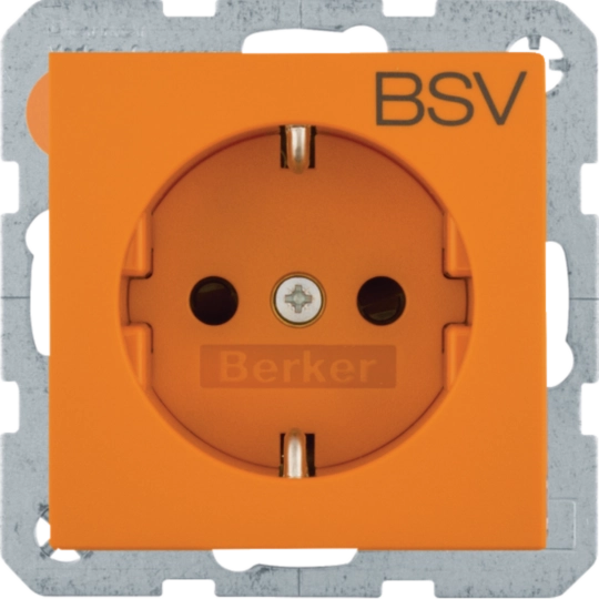 Steckdose SCHUKO, Aufdruck BSV, erh. Berührungsschutz, S.1/B.3/B.7 matt orange