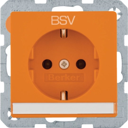 Steckdose SCHUKO, Aufdruck BSV, Beschriftungsfeld, Q.x orange samt