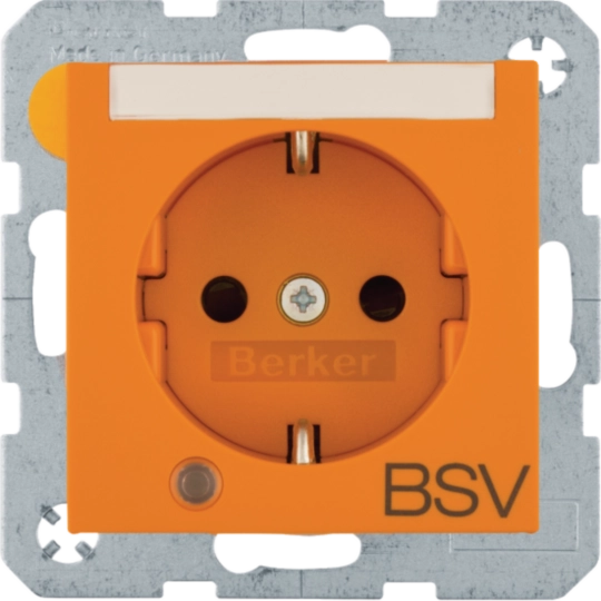 41101924 - Steckdose SCHUKO, Aufdruck BSV, Beschriftungsfeld, bel. S.1/B.3/B.7 orange matt