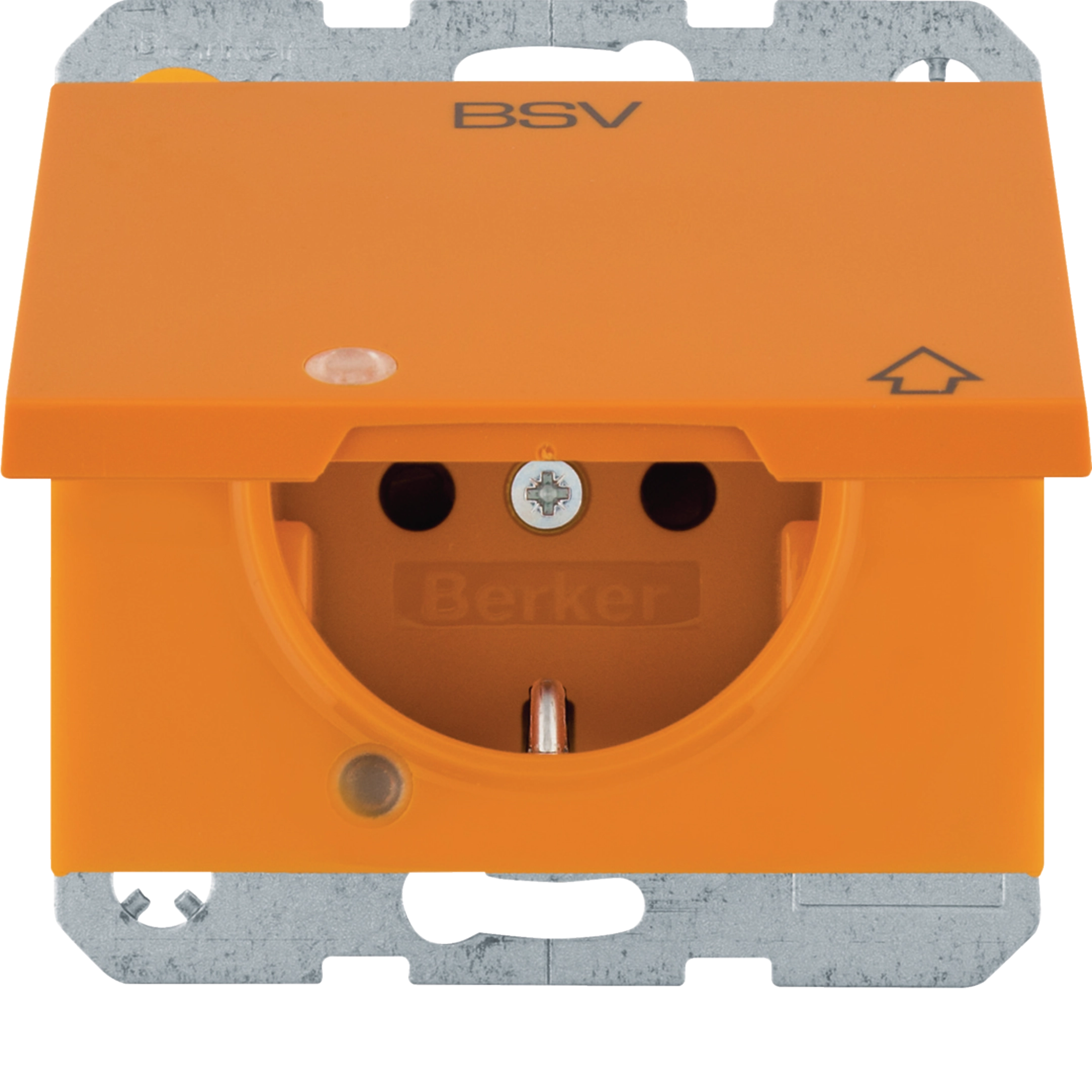 Steckdose SCHUKO, Aufdruck BSV, Klappdeckel, beleuchtet, K.x orange glänzend