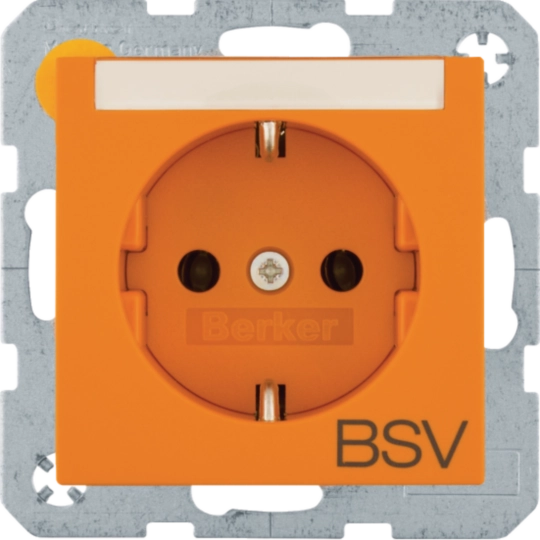 Steckdose SCHUKO, Aufdruck BSV, Beschriftungsfeld, S.1/B.3/B.7 matt orange
