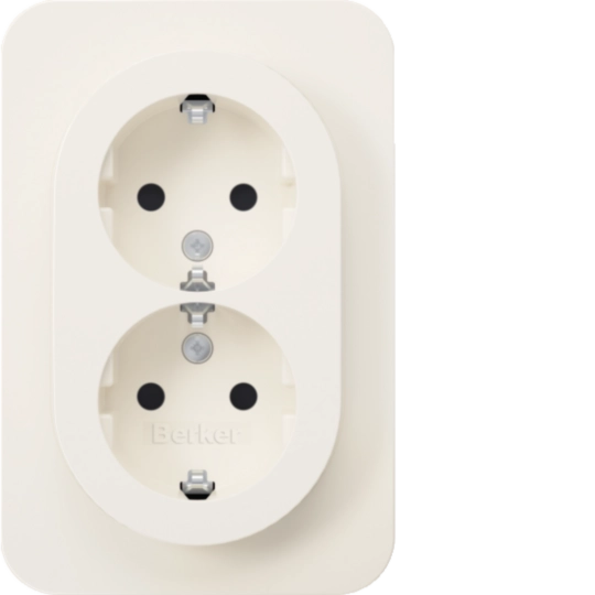 Doppelsteckdose SCHUKO, Abdeckpl., erh.BS, Berker R.1, polarweiß glänzend