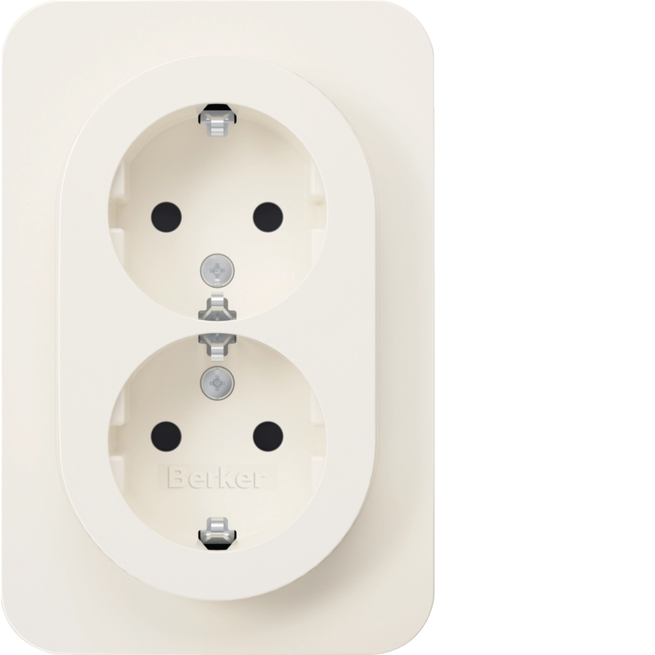 Doppelsteckdose SCHUKO, Abdeckpl., erh.BS, Berker R.1, polarweiß glänzend