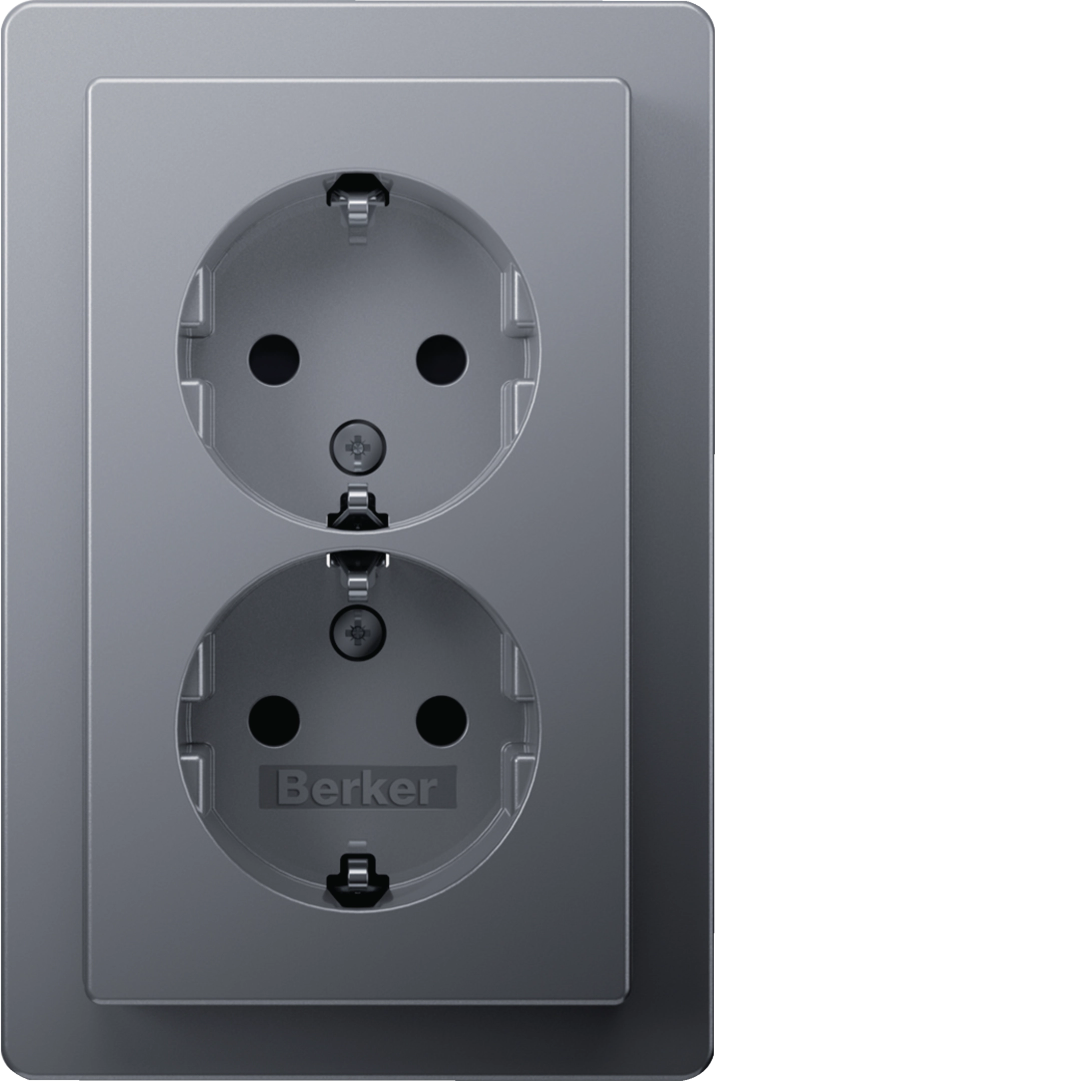 Doppelsteckdose SCHUKO mit Abdeckplatte, hoch, erh. Ber.schutz, Q.1, alu samt