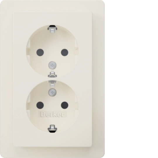 47596089 - Doppelsteckdose SCHUKO m. Abdeckplatte, hoch, erh. Ber.schutz, Q.1, polarw. samt