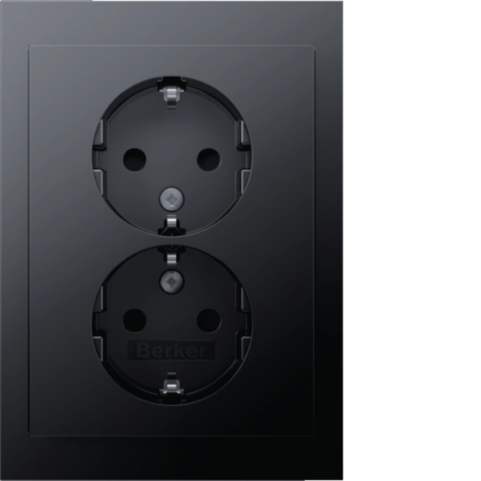 Doppelsteckdose SCHUKO, Abdeckpl., erh.BS, Berker K.1, anthrazit matt, lackiert